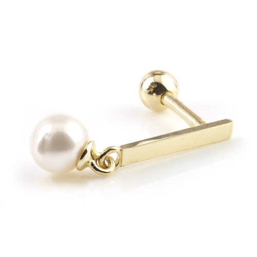 9ct Gold Bar with Pearl Microbar - 1mm