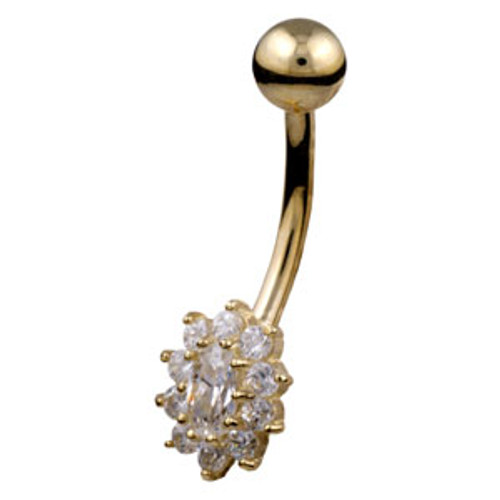 9ct Small Cluster Belly Bar