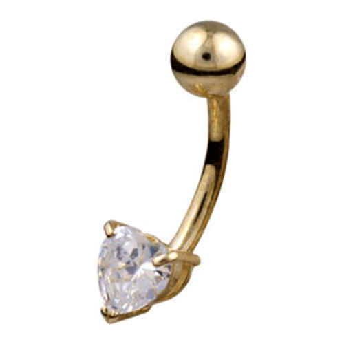 9ct Small Heart Belly Bar