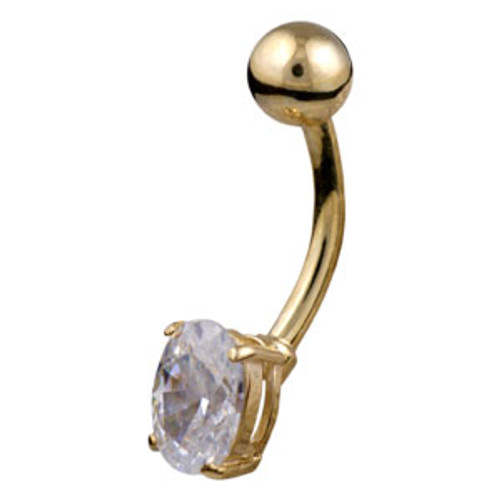 9ct Small Oval Belly Bar