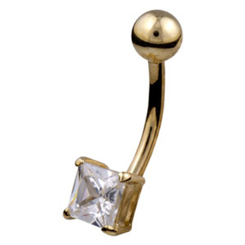 9ct Small Square Belly Bar