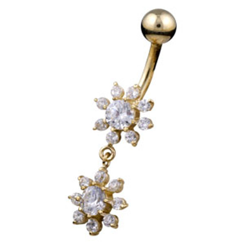 9ct Snowflake Drop Belly Bar