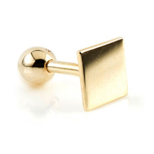 9ct Yellow Gold Square Disk Microbar - 1mm