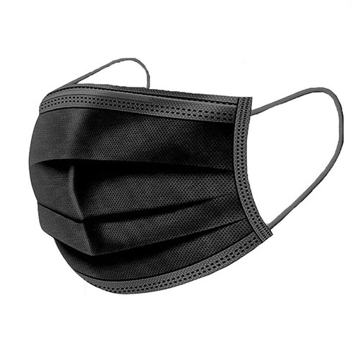 Black Disposable Face Mask - 3 Layer (Box of 50)