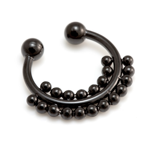 Black Double Row Fake Steel Septum Ring