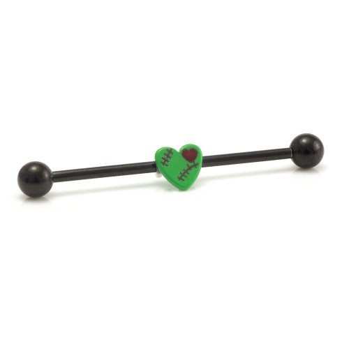Black PVD Industrial Bar with Green Zombie Heart