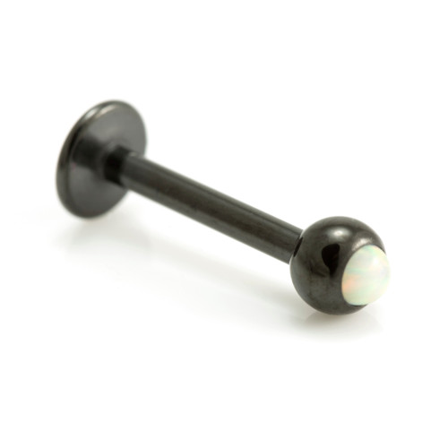 Black PVD Opal Round Ball Labret - 1.2mm