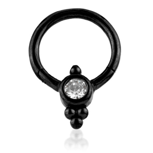 Black Steel Couture Gem Cluster Hinge Segment Ring