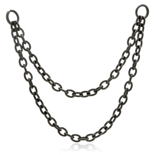 Black Steel Double Hanging Chain Charm