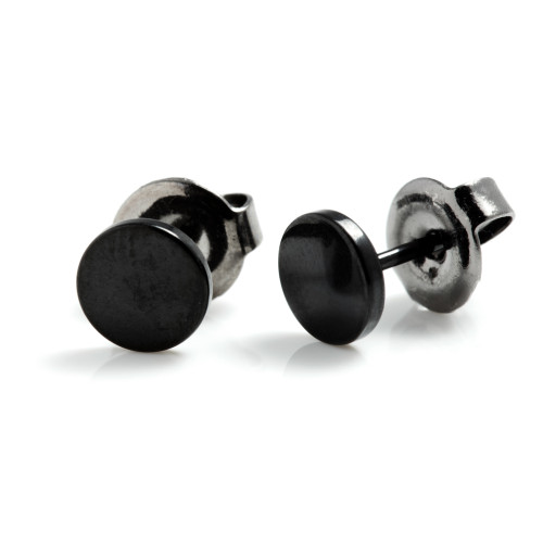 Black Steel Flat Bar Earrings (Pair)