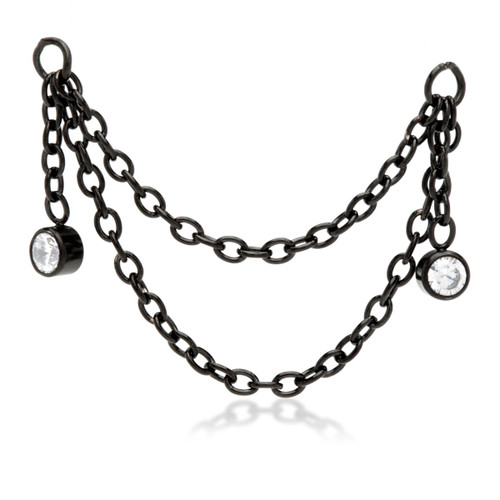 Black Steel Hanging Double Chain with Hanging Gems