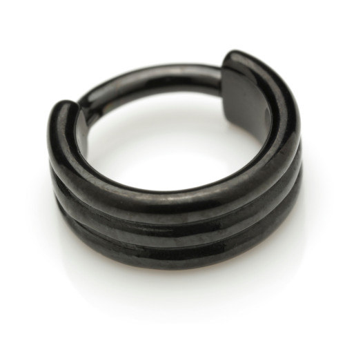 Black Steel Hinged Banded Ring