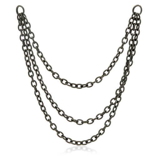 Black Steel Triple Hanging Chain Charm