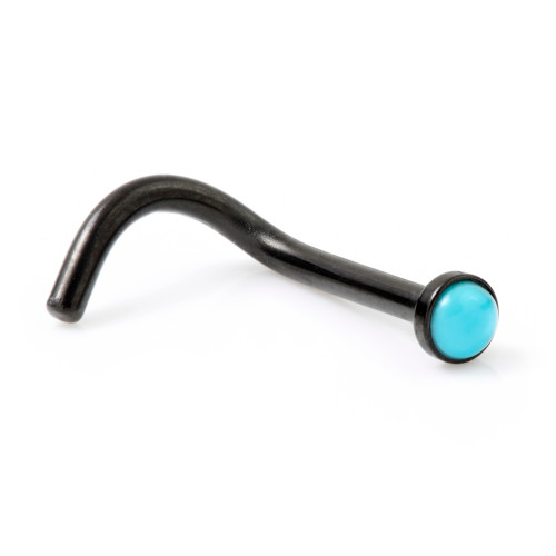 Black Steel Turquoise Nose Stud