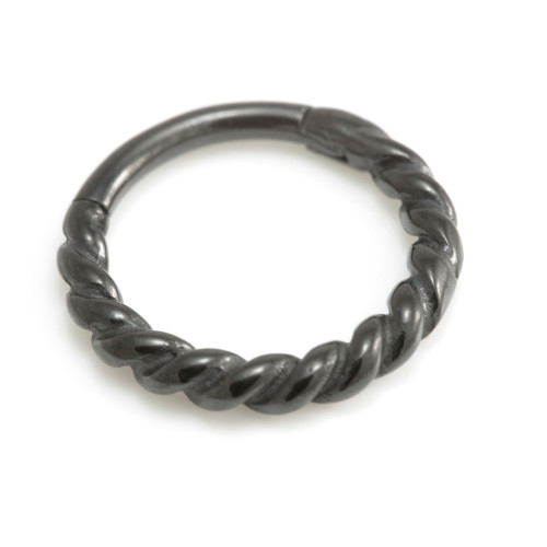 Black Steel Twisted Hinge Segment Ring