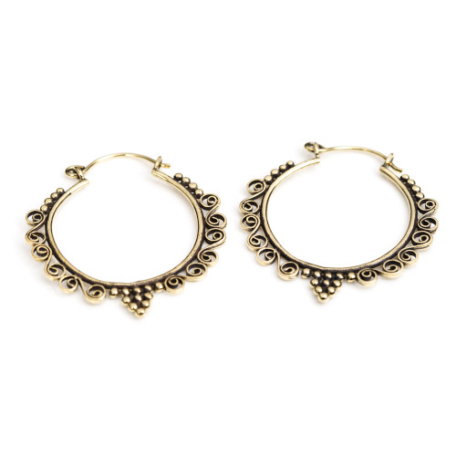 Brass Round Swirl Hoop Earrings (Pair)