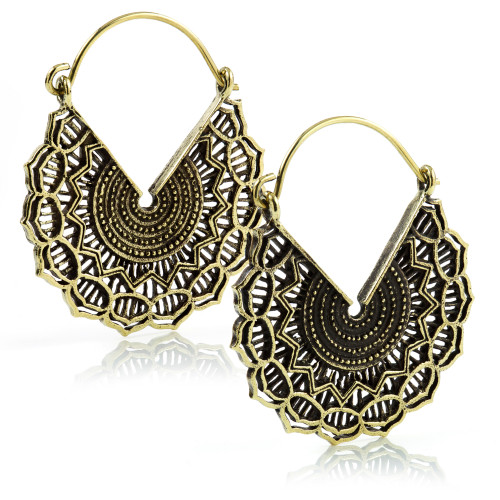 Brass Tribal Hoop Earrings (Pair)-3