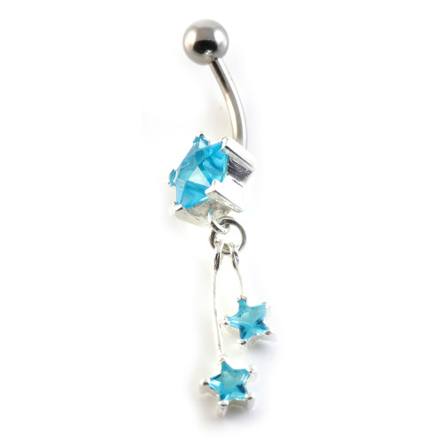 Double Drop Stars Silver & Steel Navel