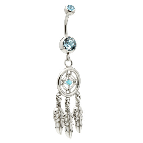 Dream Catcher Double Jewelled Belly Bar