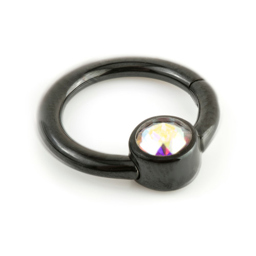 Evil Black Titanium Gem Hinge Segment Ring