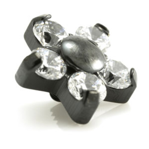 Evil Black Titanium Micro Gem Flower - 5 Petals