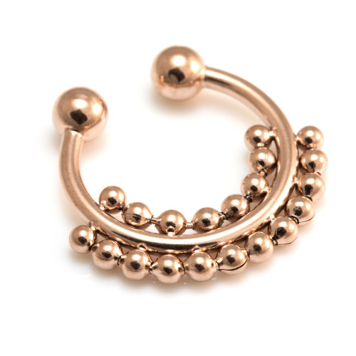Fake Rose Gold Steel Double Row Septum Ring