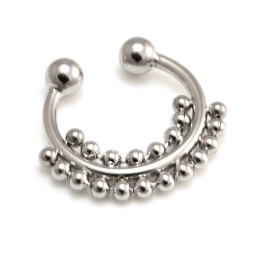 Fake Steel Septum Ring with Double Dot Surround