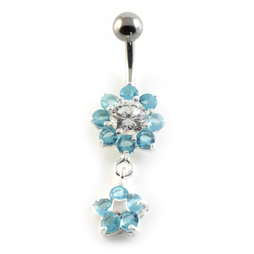 Flower Drop Flower Silver & Steel Navel