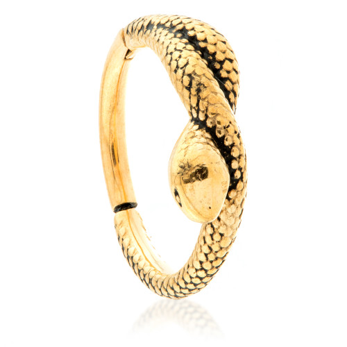 Gold PVD Steel Snake Hinged Ring