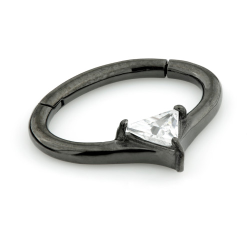 Gun Metal Steel Hinge Trillion Gem Daith Ring