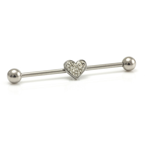 Industrial Bar with Multi Gem Heart