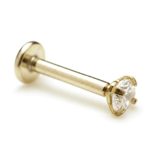 Internal Thread PVD Zircon Gold Ti Micro Prong Gem Labret