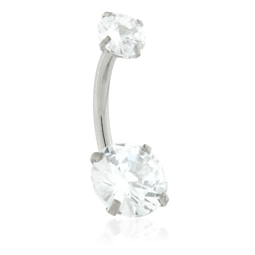 Internal Ti Double Round Gem Belly Bar