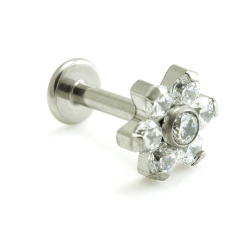 Internal Ti Micro Labret with Ti Gem Flower - 6 Petal (1.2mm)