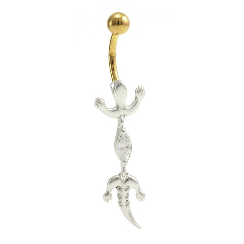 Lizard on Gold PVD Navel