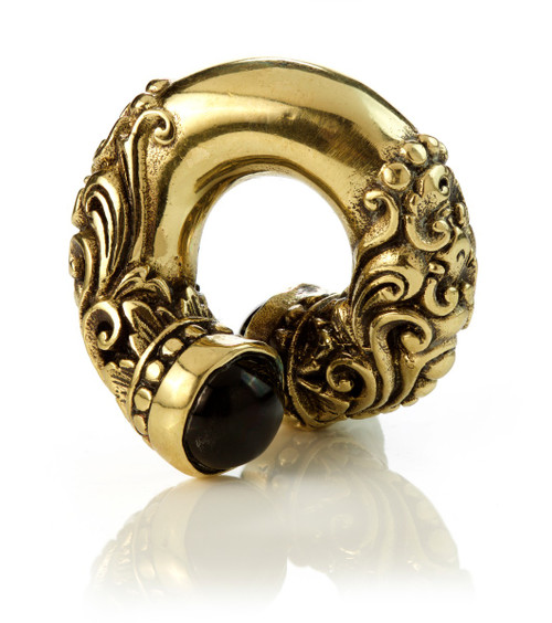 Mandala Jewellery - Black Opal Brass Ornate Ear Twist (Individual)