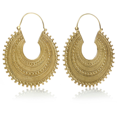 Mandala Jewellery - Massive Disk Brass Hoop Earrings (Pair)