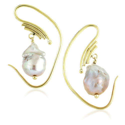 Mandala Jewellery - Natural Pearl Oval Pull Through Earrings (Pair)