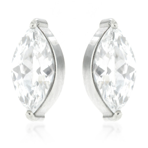 Marquise Gem Steel Stud Earrings (Pair)