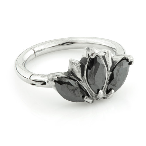 Micro Steel Hinged 3 Marquise Gem Ring