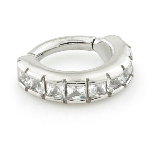 Micro Steel Hinged Square Gem Eternity Ring 1.2mm