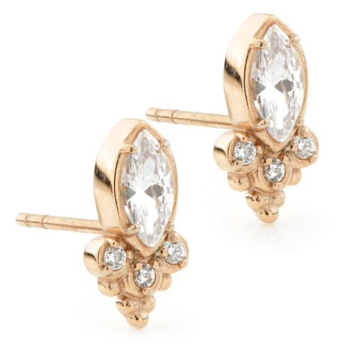 Rose Gold Gem Caeli Cluster Steel Stud Earrings (Pair)