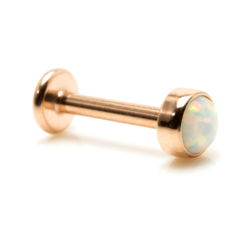 Rose Gold Internal Ti Micro Opal Disk Labret