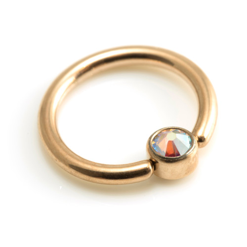 Rose Gold Steel BCR with Flat Gem Disk