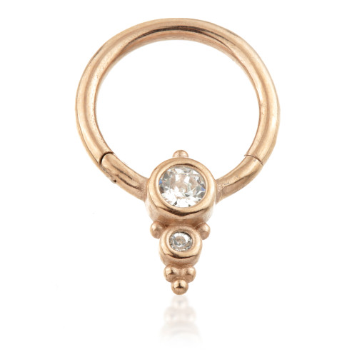 Rose Gold Steel Couture Double Gem Cluster Hinge Segment Ring