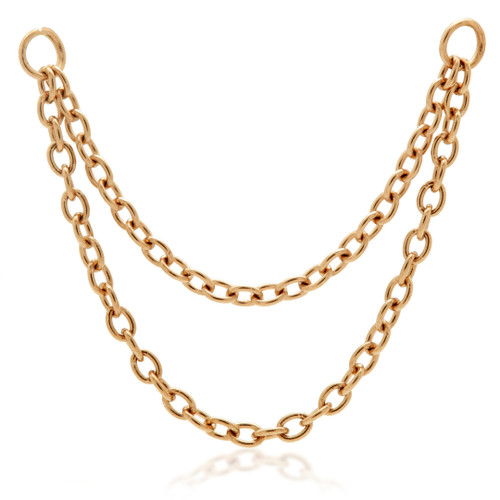 Rose Gold Steel Double Hanging Chain Charm