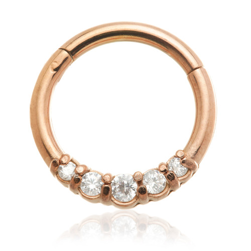 Rose Gold Steel Front Pavé Gems Hinged Micro Ring
