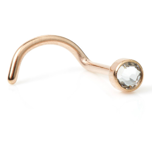 Rose Gold Steel Gem Disk Nose Stud