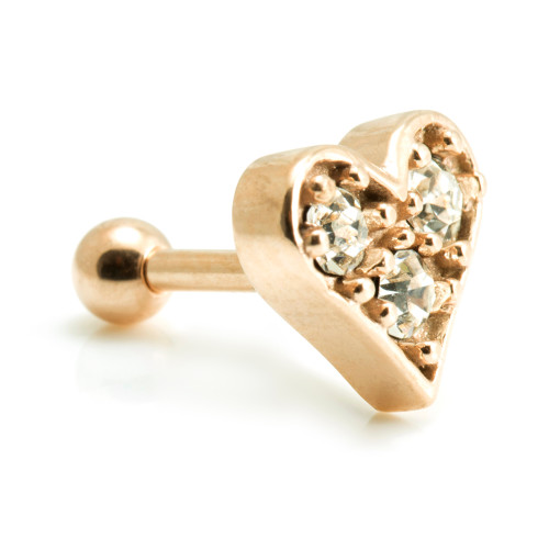 Rose Gold Steel Gem Heart Microbar