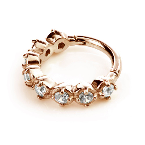 Rose Gold Steel Hinged Prong Gem Ring